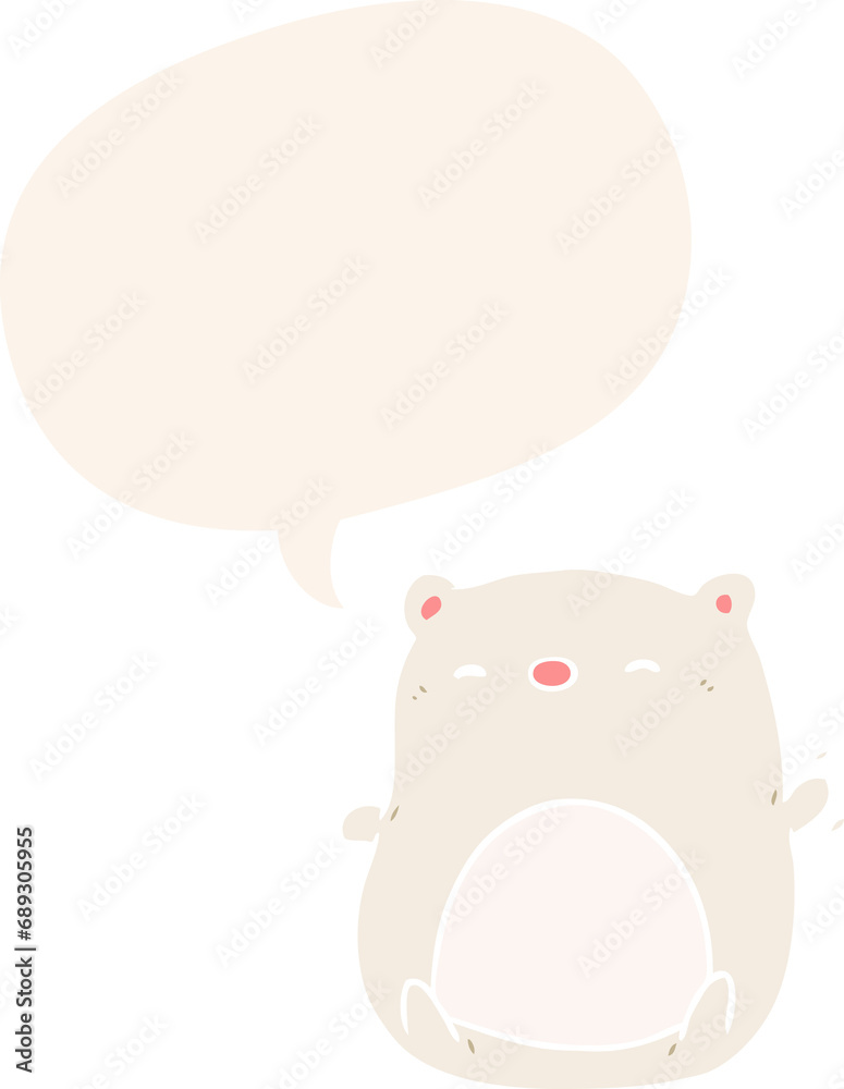 cute cartoon polar bear with speech bubble in retro style cute cartoon polar bear with speech bubble in retro style