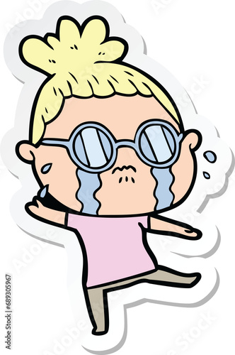 Wallpaper Mural sticker of a cartoon crying woman wearing spectacles Torontodigital.ca