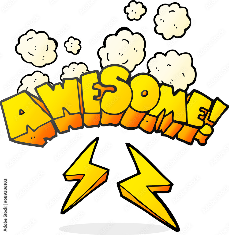 freehand drawn cartoon word awesome freehand drawn cartoon word awesome