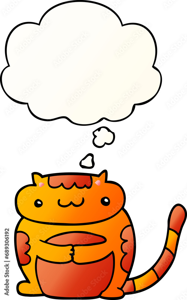 cute cartoon cat with thought bubble in smooth gradient style cute cartoon cat with thought bubble in smooth gradient style