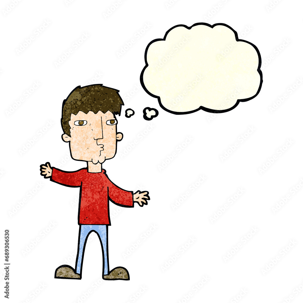 cartoon curious man with thought bubble cartoon curious man with thought bubble