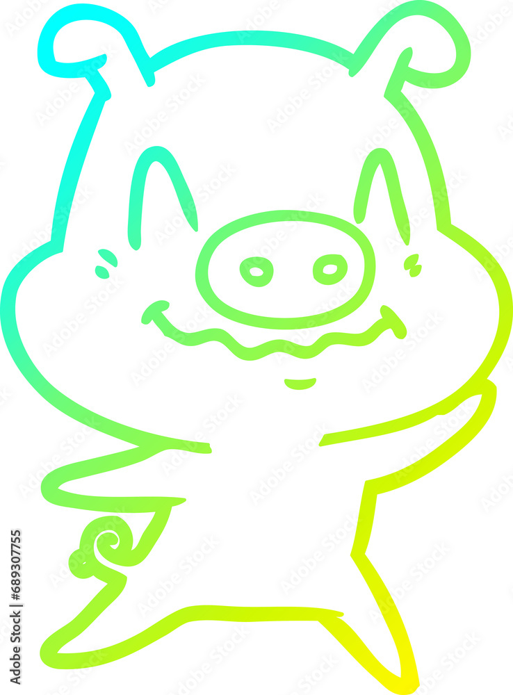 cold gradient line drawing of a nervous cartoon pig cold gradient line drawing of a nervous cartoon pig