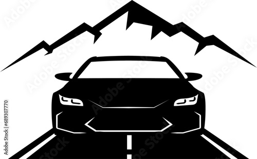 black and white car on a transparent background