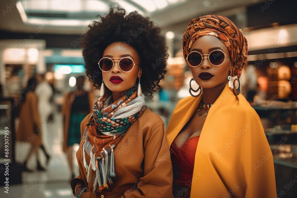 two female friends enjoying a day out together  - obrazy, fototapety, plakaty 