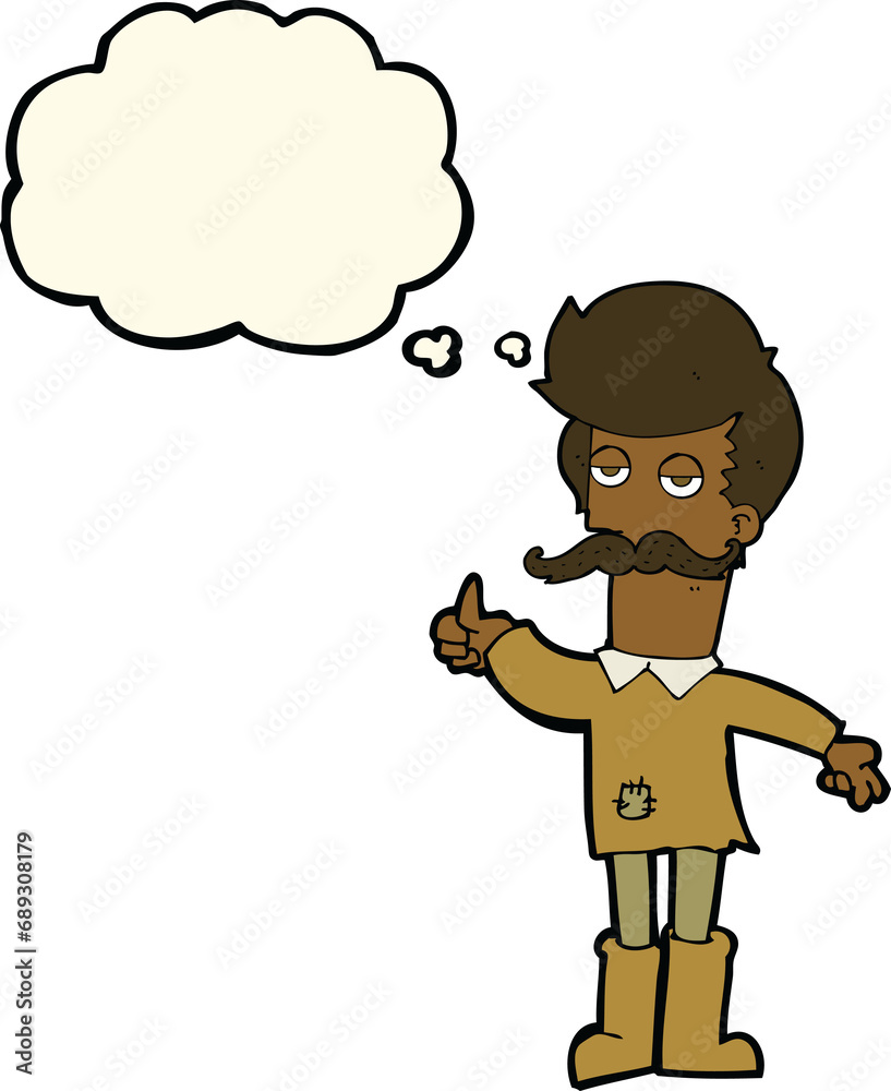 cartoon old man in poor clothes with thought bubble cartoon old man in poor clothes with thought bubble