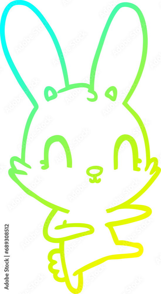 cold gradient line drawing of a cute cartoon rabbit dancing cold gradient line drawing of a cute cartoon rabbit dancing