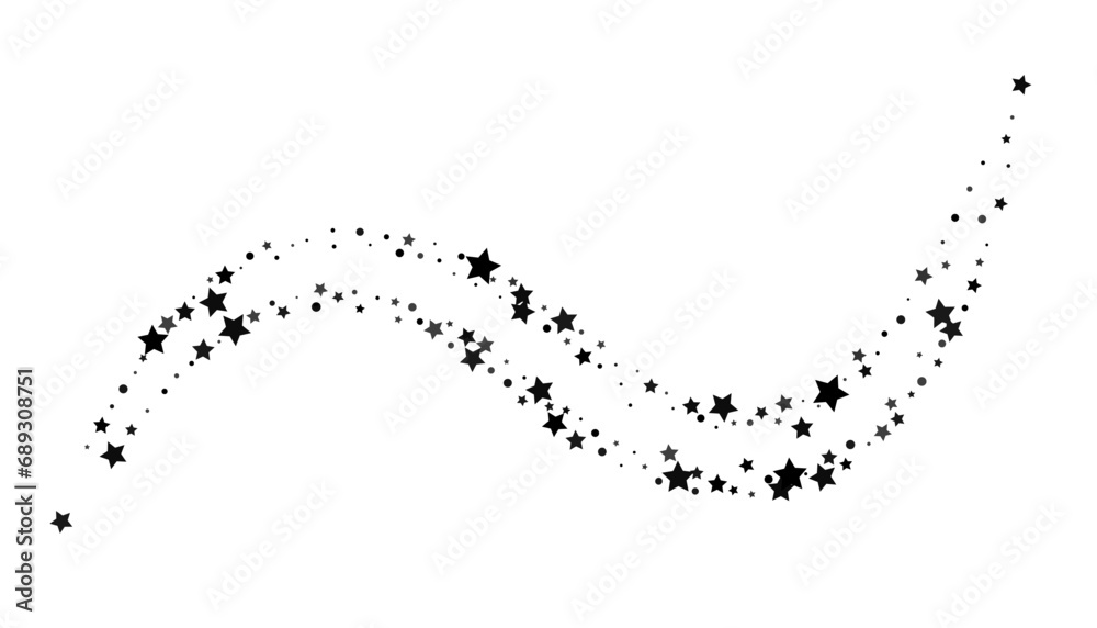 Shooting stars confetti. Black, white colors. Festive background. Abstract texture on a white background. Design element. Vector illustration, eps 10.