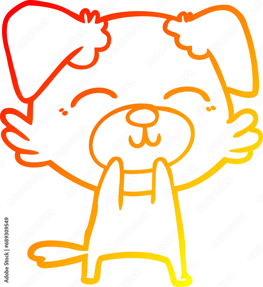warm gradient line drawing of a cartoon dog warm gradient line drawing of a cartoon dog