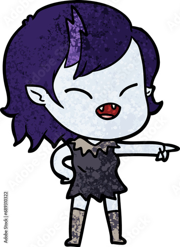 cartoon vampire girl pointing and laughing