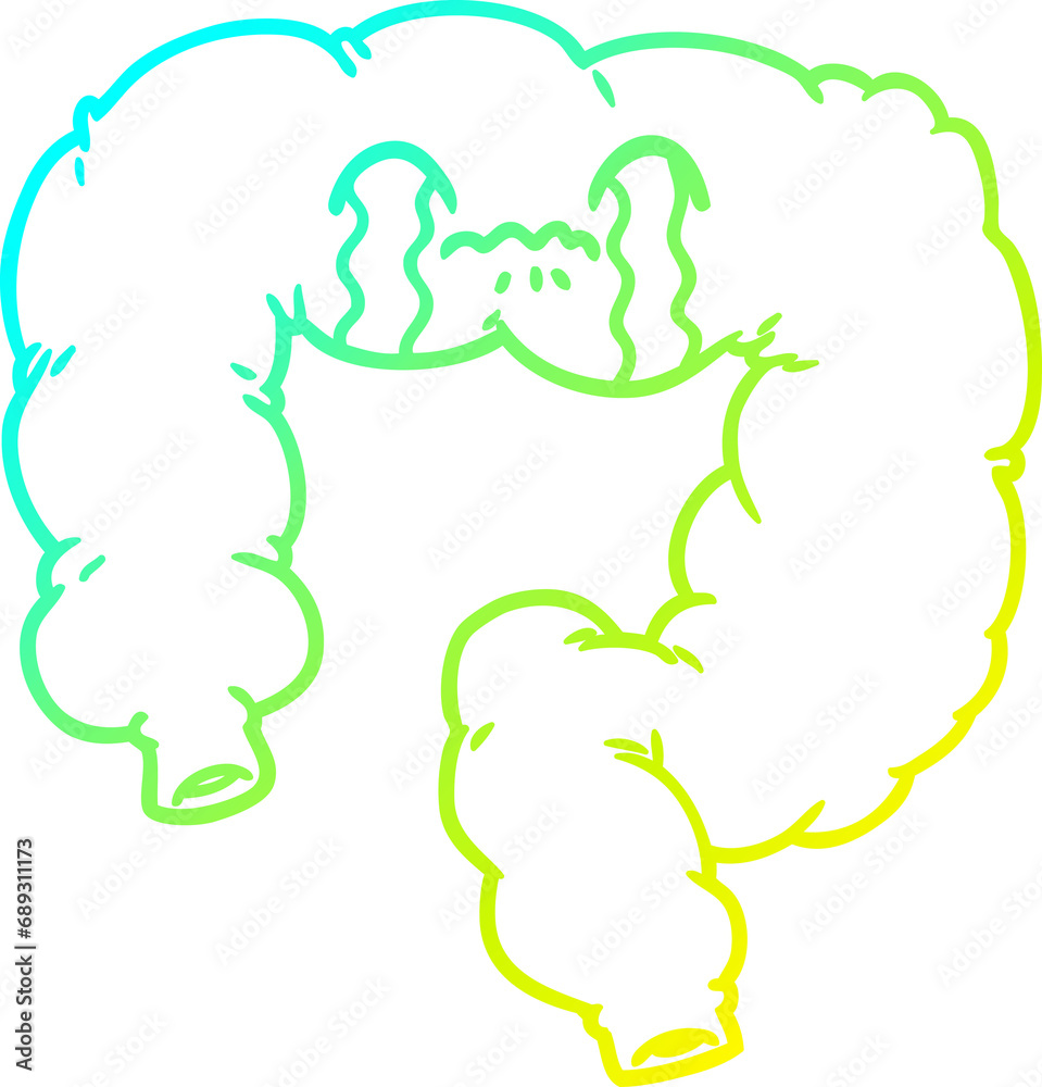 cold gradient line drawing of a cartoon colon cold gradient line drawing of a cartoon colon