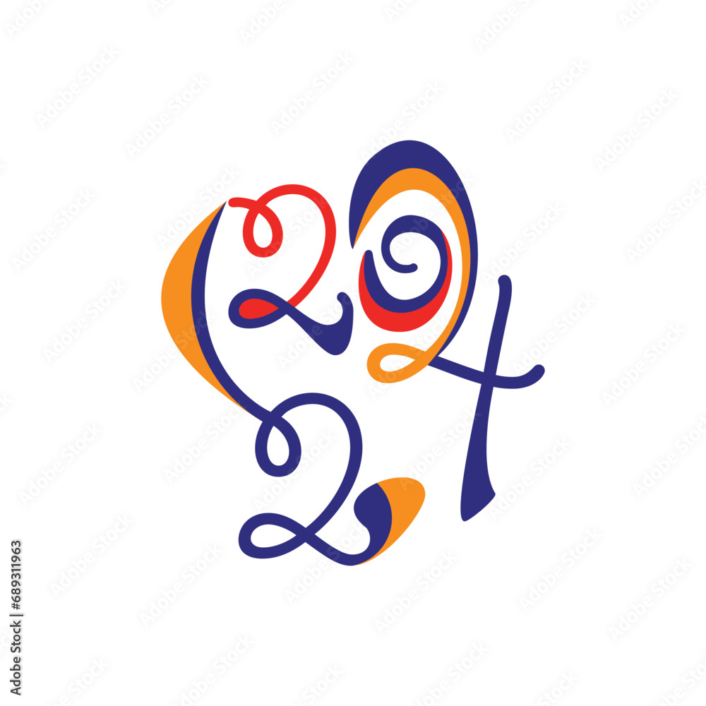 Vector 2024 happy new year logo design template vector illustration with creative idea Vector 2024 happy new year logo design template vector illustration with creative idea