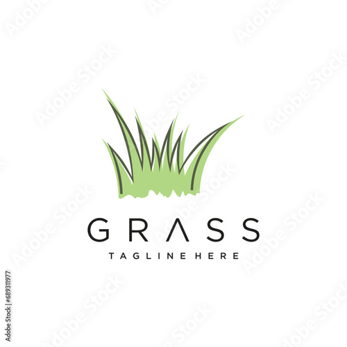 Grass logo design template vector illustration with creative idea