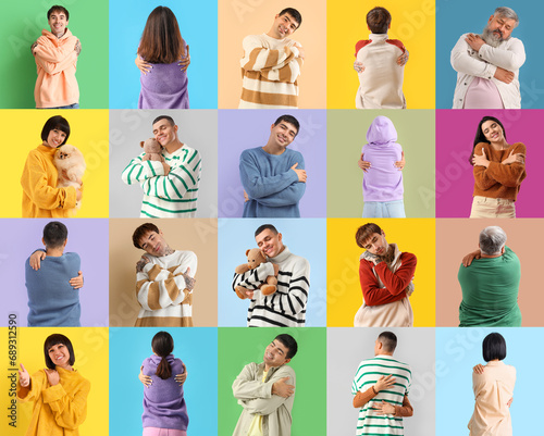 Collection of hugging peopl...