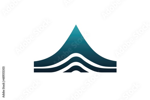 A logo featuring a mountain in the background with a blue and white color scheme. Can be used for various branding purposes photo