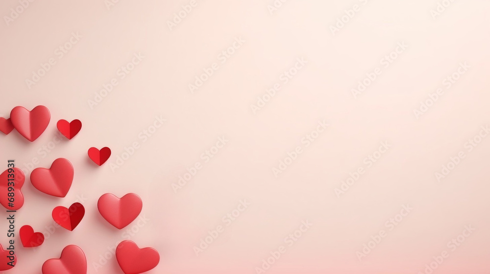 Minimalist Valentine's Day Background with Red Hearts