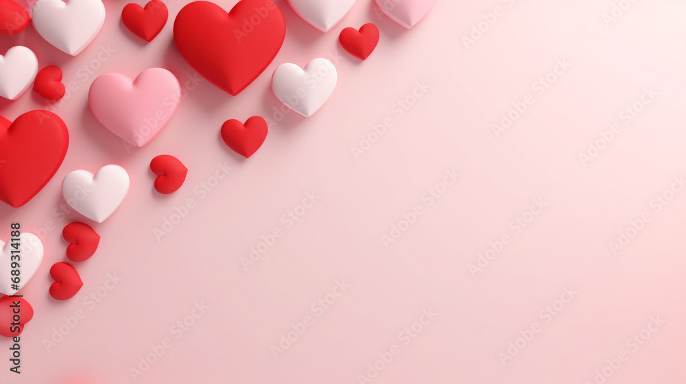 Valentine's Day Background with Pink and Red Hearts