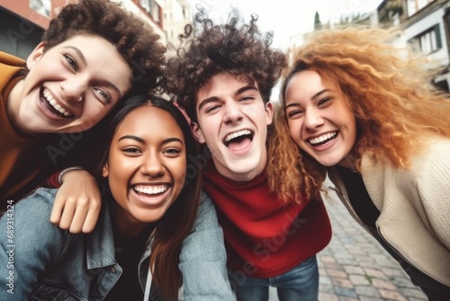 A group of young people standing next to each other. Perfect for illustrating teamwork and unity
