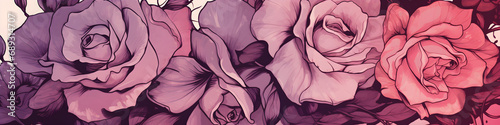 watercolour rose flowers background banner