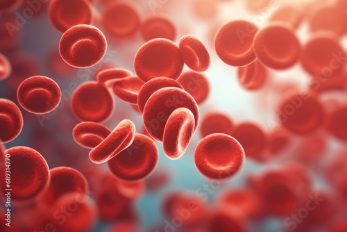 A captivating image of red blood cells floating in the air. Perfect for medical and scientific presentations or publications photo
