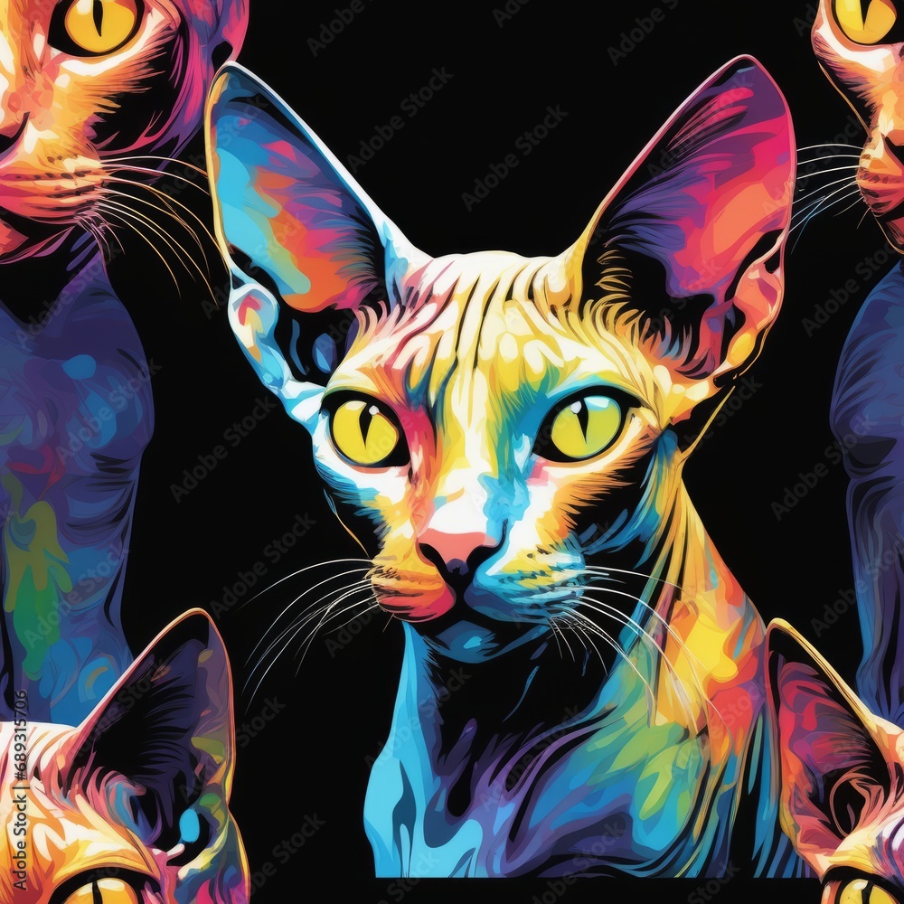 illustration of a sphinx cat color art created with generative AI software