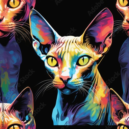 illustration of a sphinx cat color art created with generative AI software © Tatiana