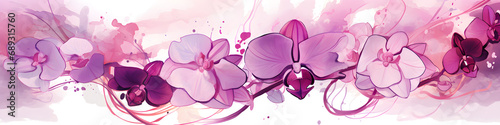 ink and water sketch of orchid flowers background banner