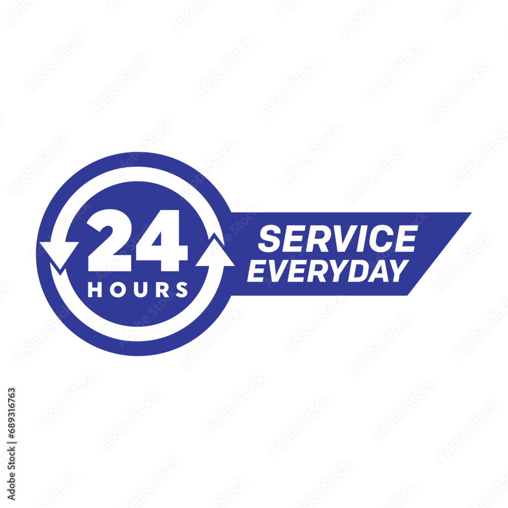 Twenty four hour with arrow loop icon, 24 hours cyclic sign, Opened order execution or delivery, All day business and service, Vector design illustration Twenty four hour with arrow loop icon, 24 hours cyclic sign, Opened order execution or delivery, All day business and service, Vector design illustration