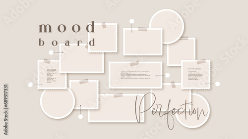 Vector photo collage template moodboard pictures grids vector illustration