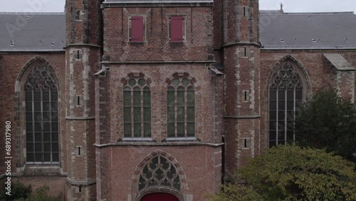 Drone footage of the main entrance and the facade of the former church of Saint Peter, Netherlands photo