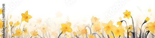 ink and water sketch of daffodil flowers background banner photo