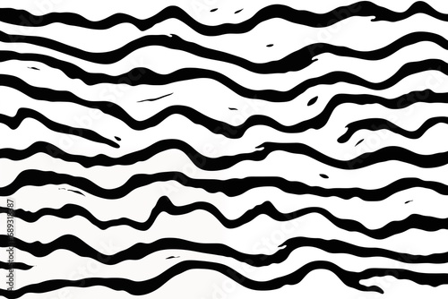 Abstract black fluid wave patterns on a white background creating a sense of motion. © Anton Moskovchenko