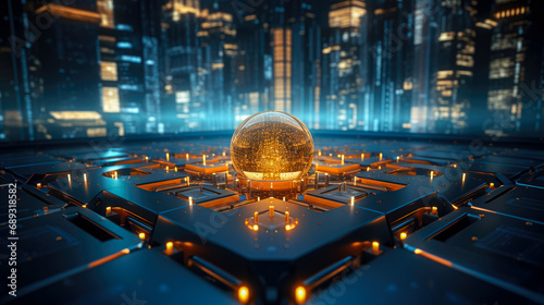 futuristic supercomputer in the form of a ball