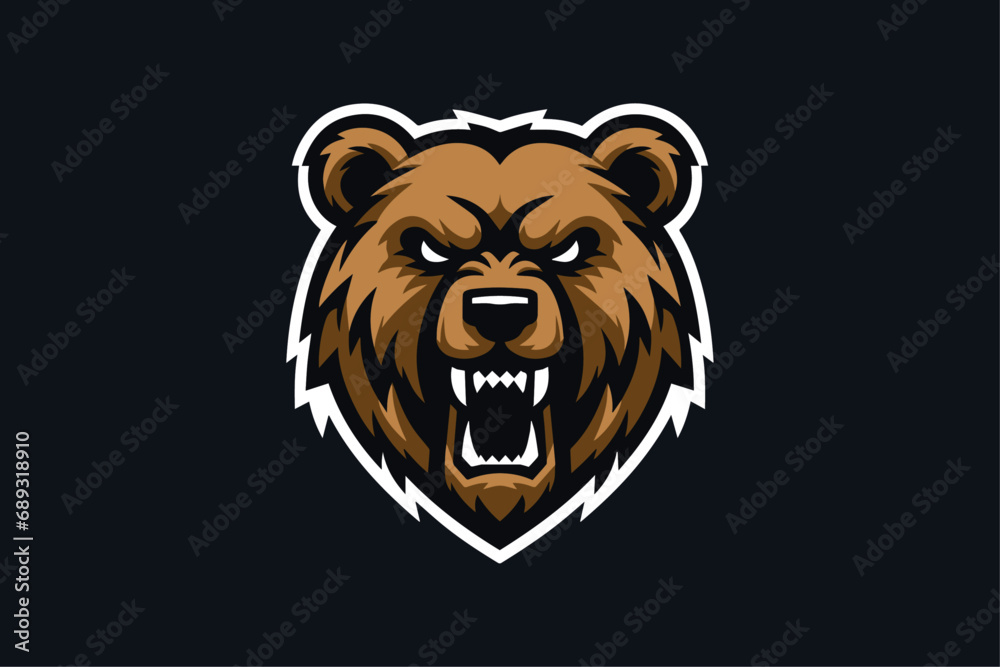 Imposing Vector Bear Mascot Logo - Ideal for Sports Teams, Robust Athletic Branding & School Spirit Imposing Vector Bear Mascot Logo - Ideal for Sports Teams, Robust Athletic Branding & School Spirit
