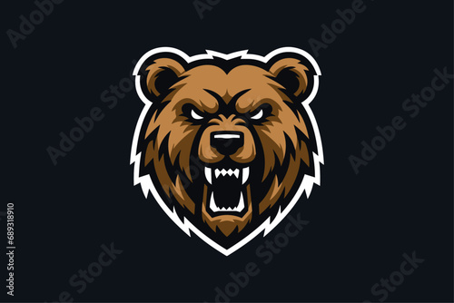 Imposing Vector Bear Mascot Logo - Ideal for Sports Teams, Robust Athletic Branding & School Spirit