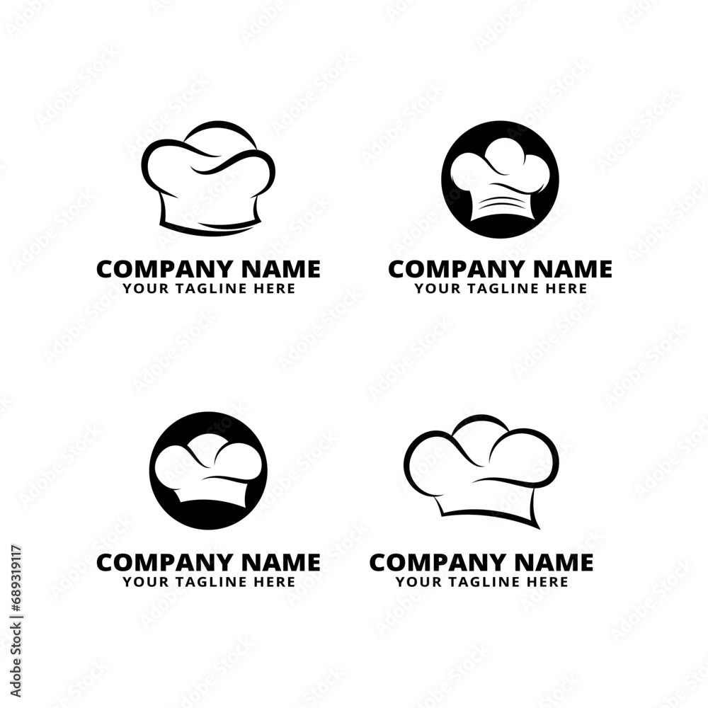 set of chef hat logo vector icon