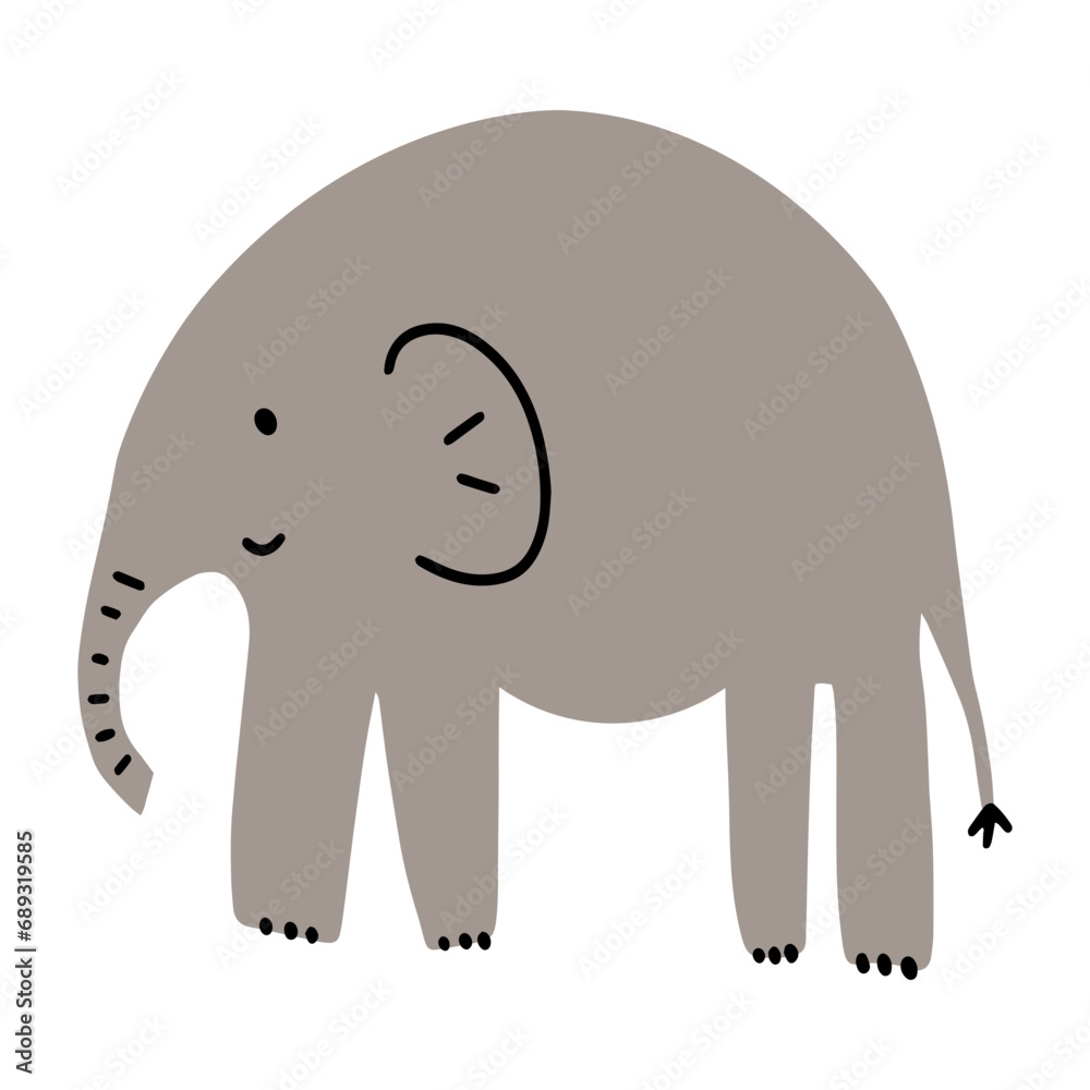 Elephant animal. Brightly colored childish print. Cute animal for Mother's Day. Colorful kids vector illustration