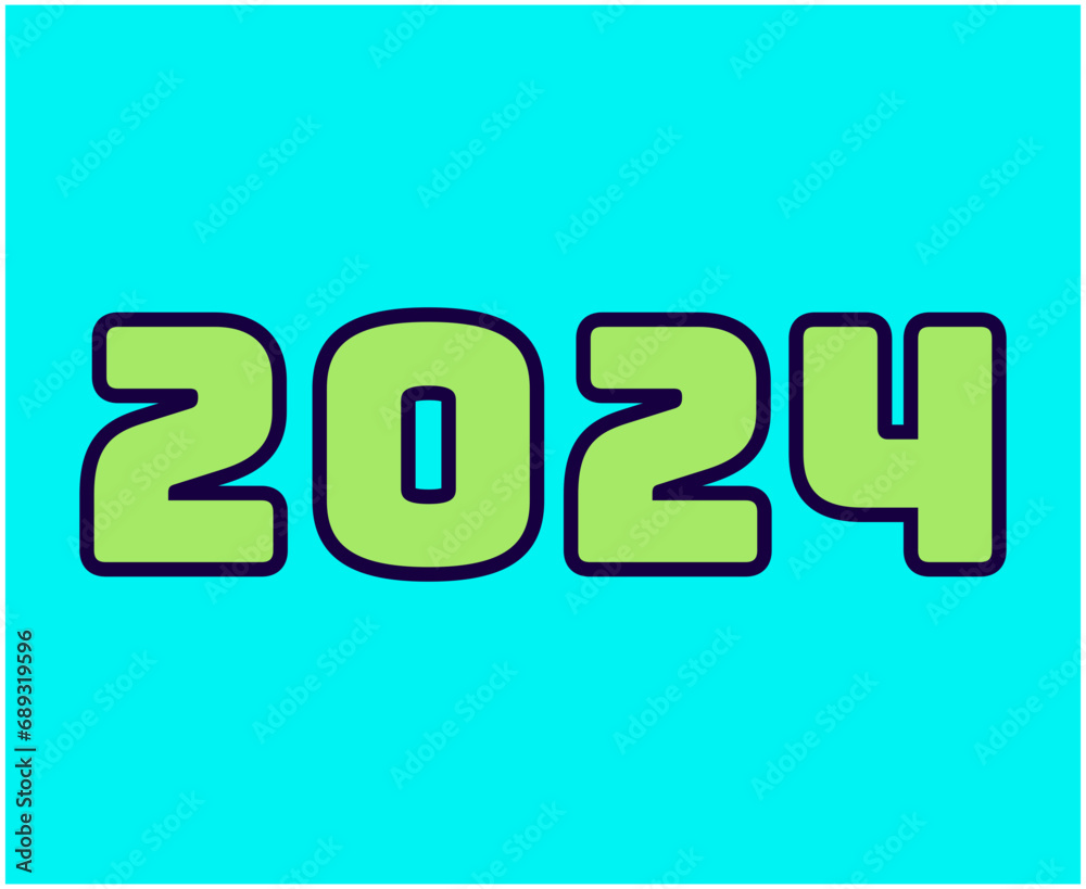 Happy New Year 2024 Abstract Green And Blue Graphic Design Vector Logo Symbol Illustration With Cyan Background Happy New Year 2024 Abstract Green And Blue Graphic Design Vector Logo Symbol Illustration With Cyan Background