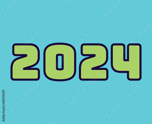 Happy New Year 2024 Abstract Green And Blue Graphic Design Vector Logo Symbol Illustration With Cyan Background