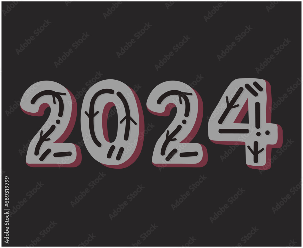 Happy New Year 2024 Abstract Gray And Maroon Graphic Design Vector Logo Symbol Illustration With Black Background Happy New Year 2024 Abstract Gray And Maroon Graphic Design Vector Logo Symbol Illustration With Black Background