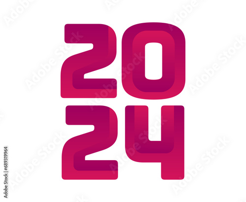 Happy New Year 2024 Abstract Pink Graphic Design Vector Logo Symbol Illustration