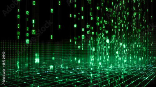 binary code on black background, computer generated abstract background