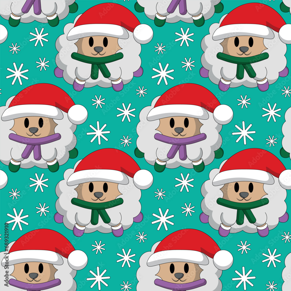 Seamless pattern with cute Christmas Sheep Seamless pattern with cute Christmas Sheep
