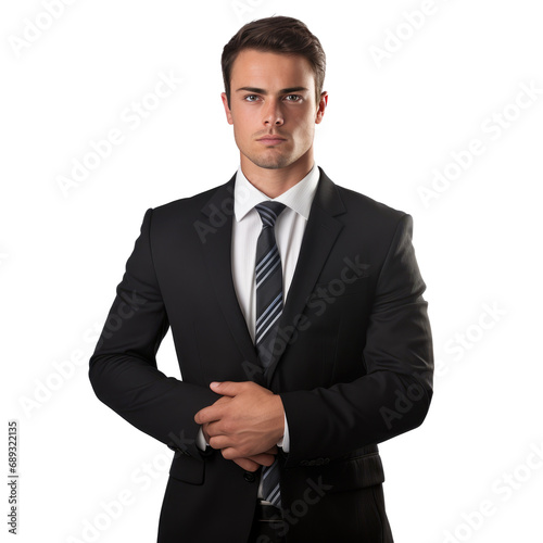 a young businessman is posing isolated