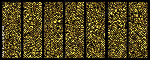 Set of Byzantium gold glass mosaic artwork backgrounds - design of glass mosaic pavement graphic templates kit
