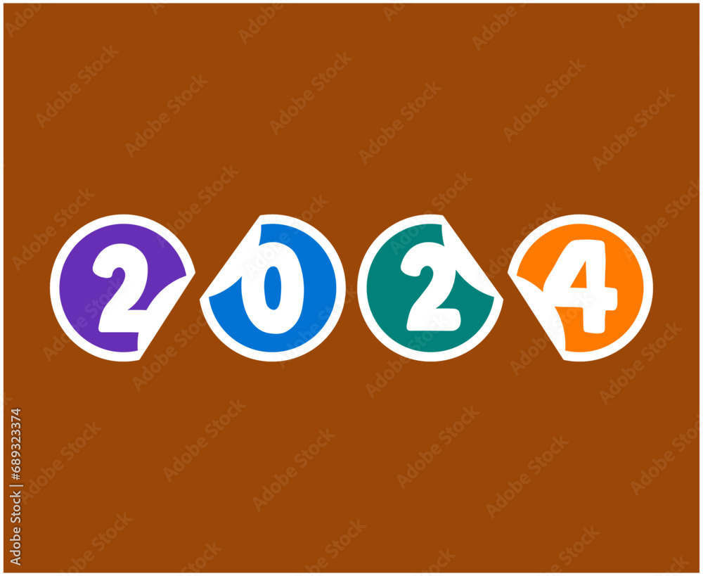 Happy New Year 2024 Abstract Graphic Design Vector Logo Symbol Illustration With Brown Background Happy New Year 2024 Abstract Graphic Design Vector Logo Symbol Illustration With Brown Background
