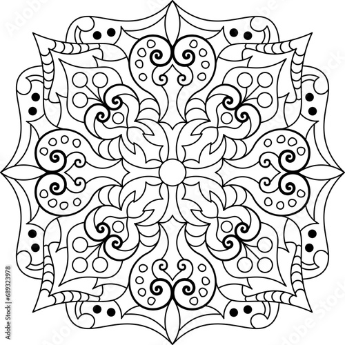 Mandala. Oriental circular pattern for Henna, tattoos, and decorations. Coloring book page. Vector illustration.