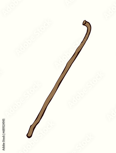 Vector drawing. Old wooden stick