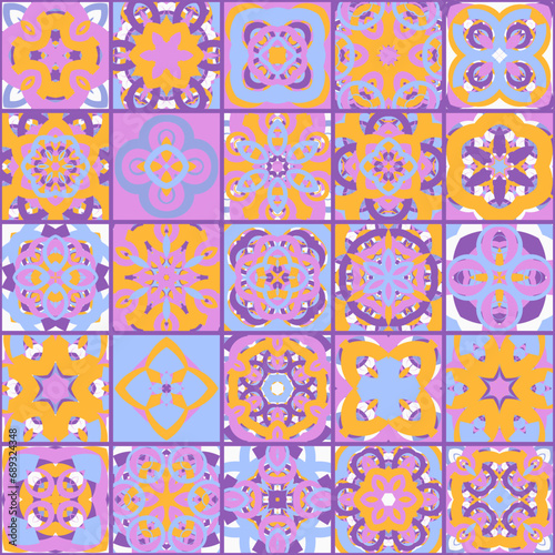 Photography Vector Seamless mosaic artwork backdrop  - Continuous design of kaleidoscopical