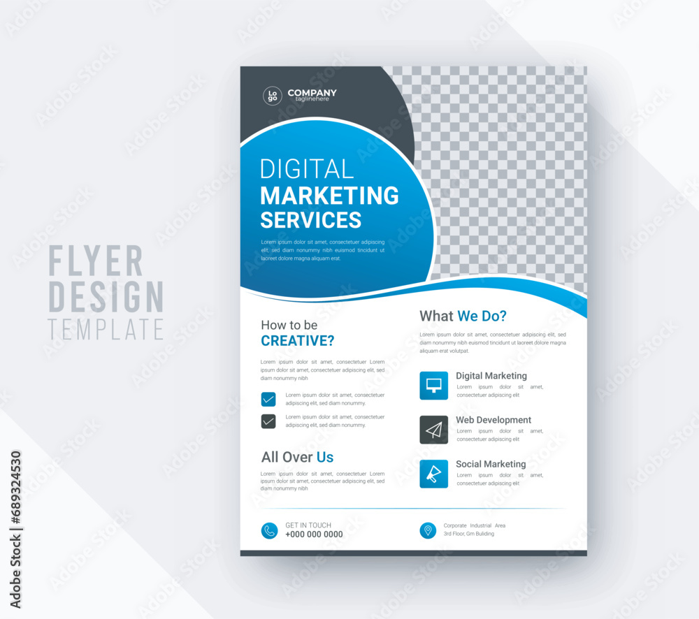 creative modern brand flyer design | abstract business leaflet design template - obrazy, fototapety, plakaty 