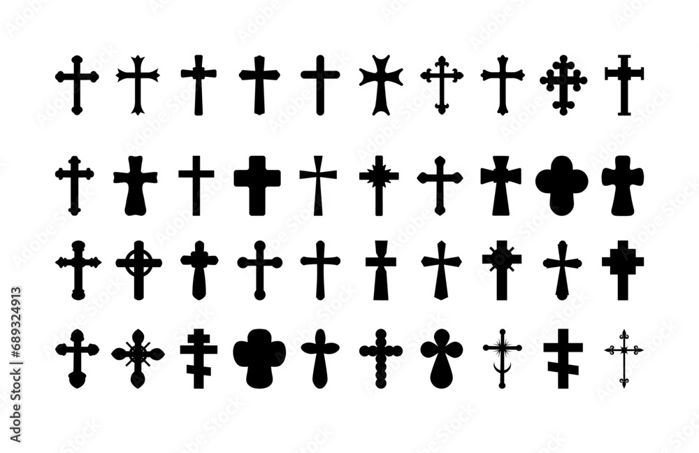   Christian cross elements set - visualization of cross vector types - vector concept of vintage  Christianlike 

emblem  